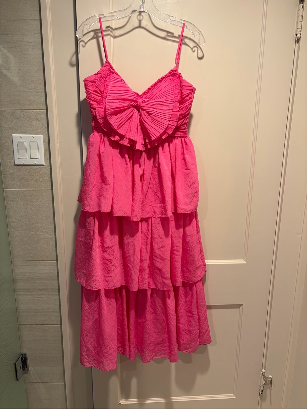 NWT Pink Tiered Dress with Bow